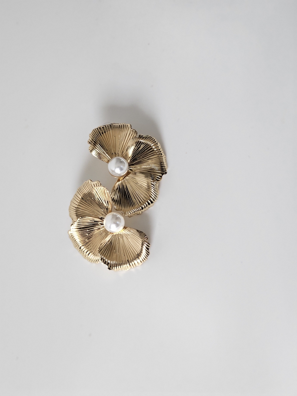 Gold Floral Pearl Accent Earrings